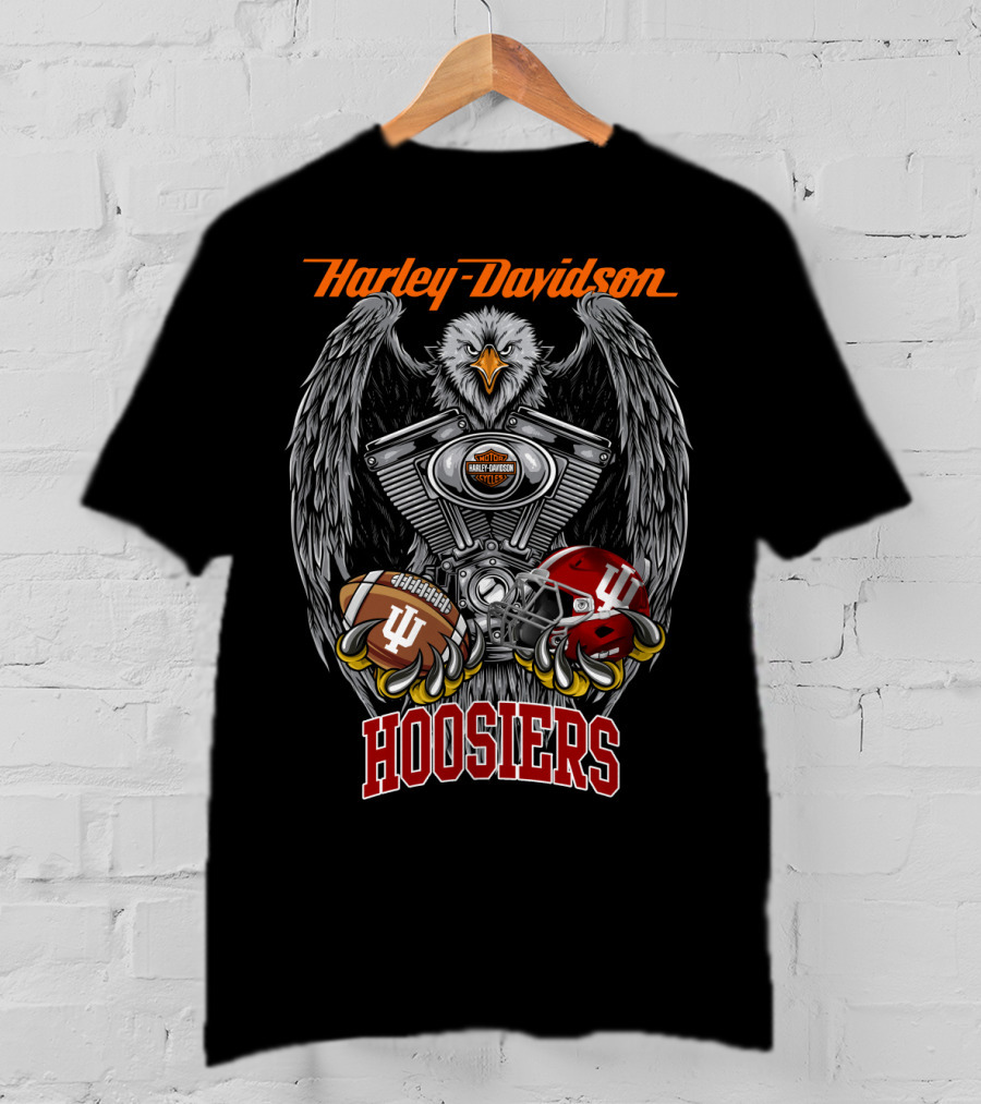 Harley Davidson Hoosiers Ncaa Football Eagle T-Shirt