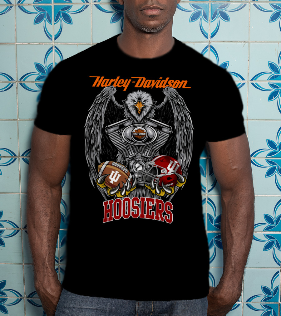 Harley Davidson Hoosiers Ncaa Football Eagle T-Shirt
