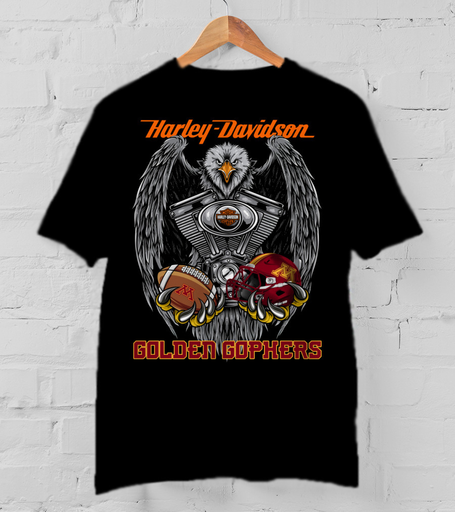 Harley Davidson Golden Gophers Football Eagle Engine T-Shirt