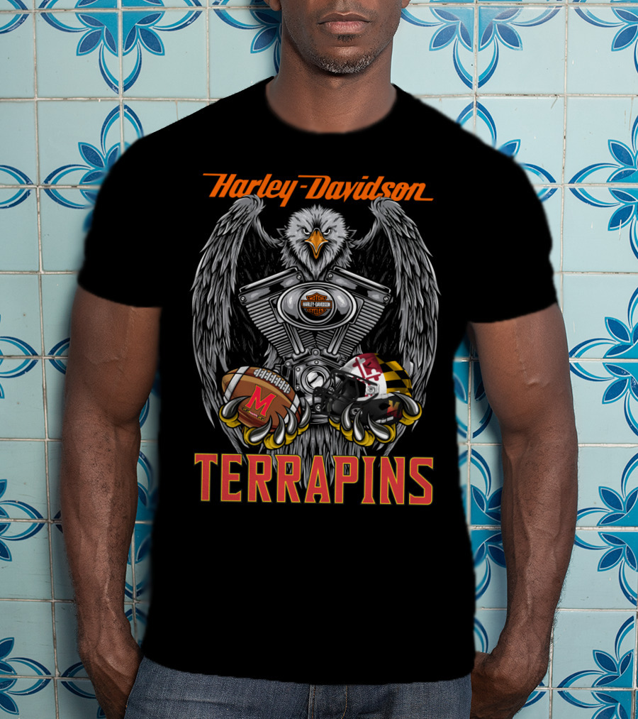 Harley Davidson Terrapins Football Eagle Engine Helmet T-Shirt