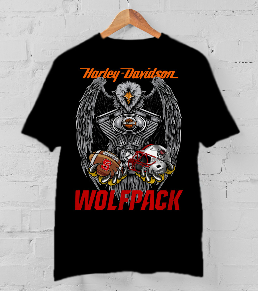 Harley Davidson Wolfpack Nc State Wolfpack Football Helmet Eagle Engine T-Shirt
