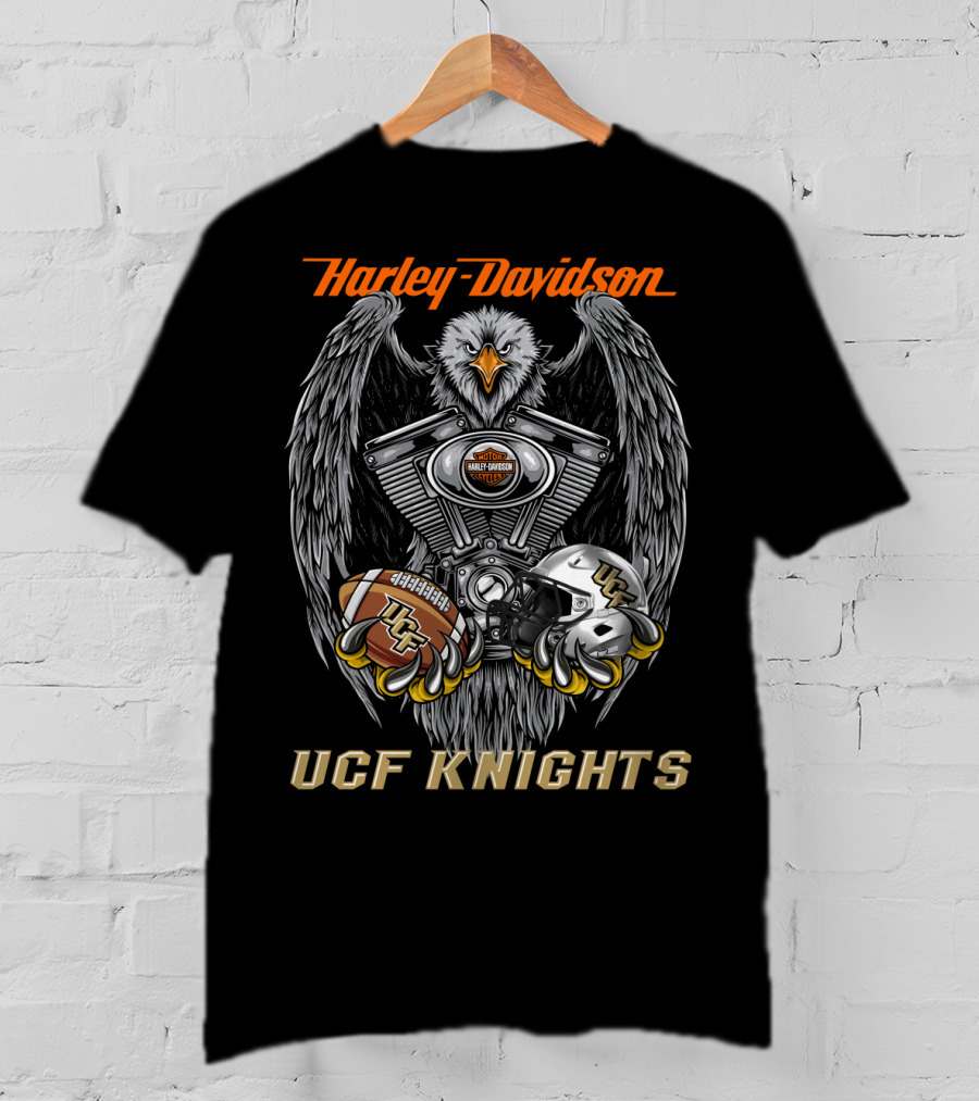 Harley Davidson Ucf Knights Eagle With Football And Helmet T-Shirt