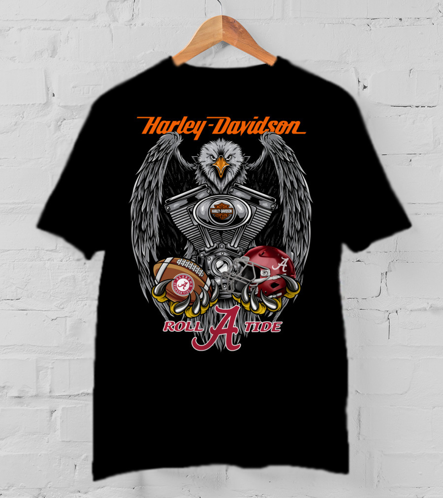 Harley Davidson Eagle Roll Tide Alabama Crimson Tide Football Helmet T-Shirt
