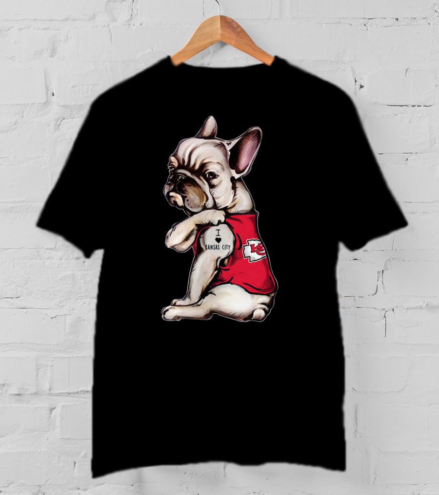 Kansas City Chiefs I Love Kansas City Bulldog Tattoo T-Shirt