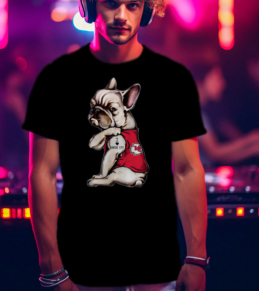 Kansas City Chiefs I Love Kansas City Bulldog Tattoo T-Shirt
