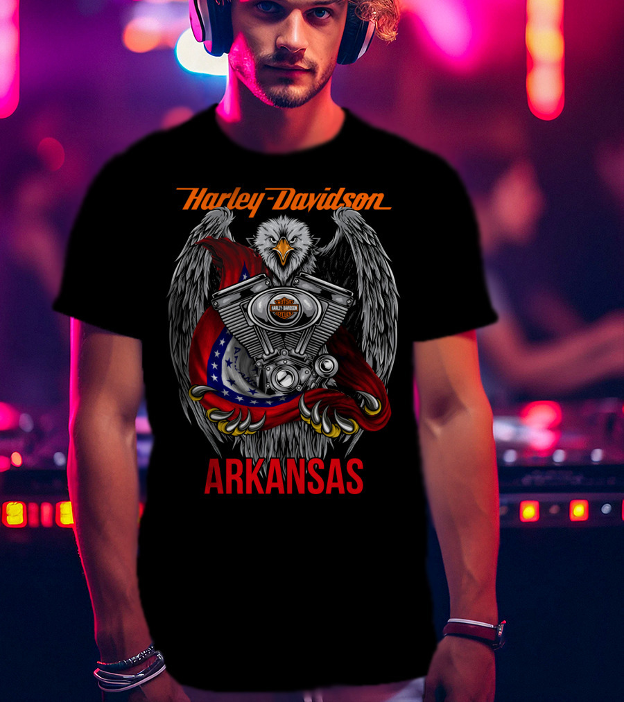 Harley Davidson Arkansas Eagle Engine T-Shirt