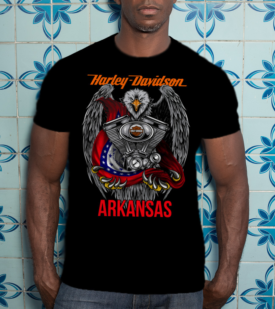 Harley Davidson Arkansas Eagle Engine T-Shirt