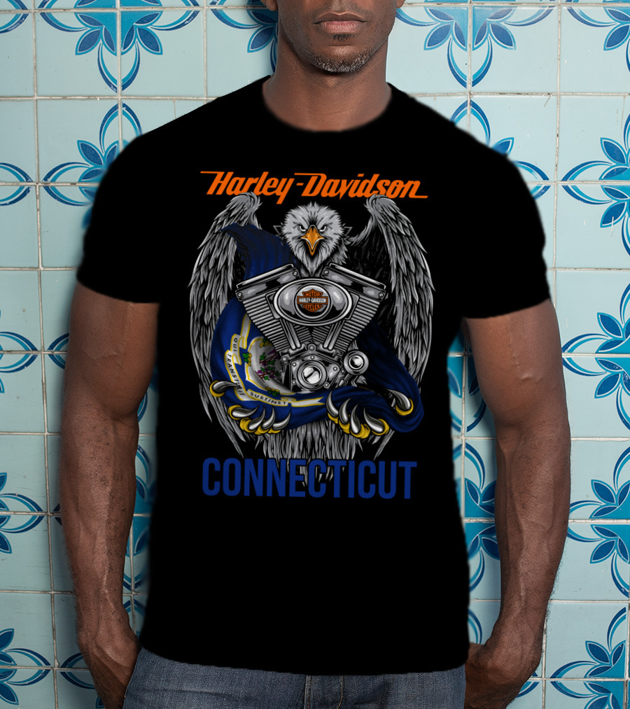 Harley Davidson Eagle Emblem Connecticut T-Shirt