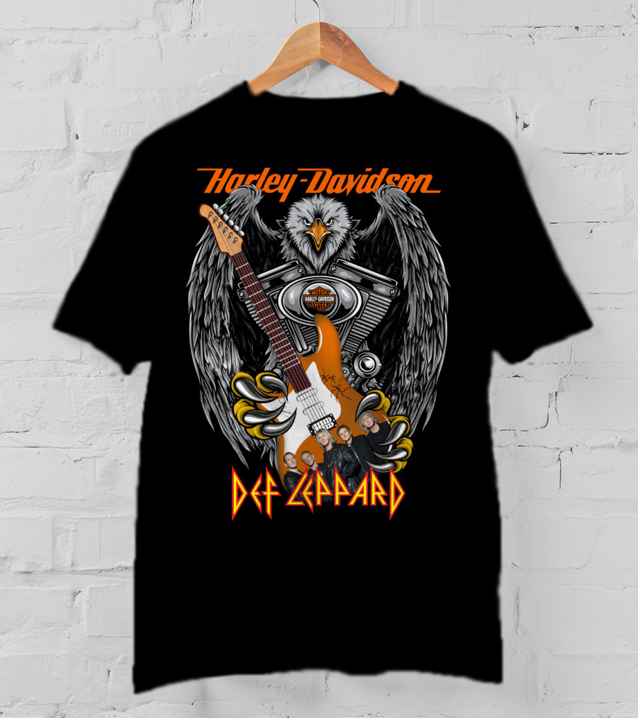 Harley Davidson Def Leppard Eagle Guitar Band Members T-Shirt