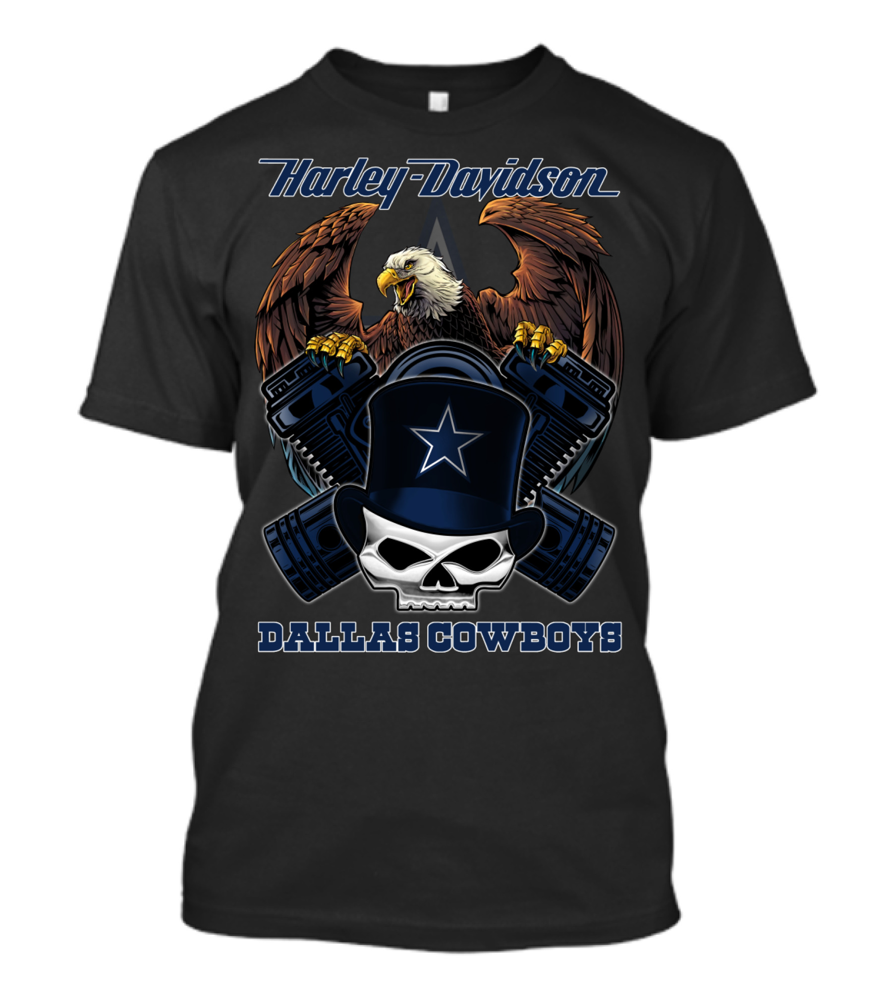 Harley Davidson Dallas Cowboys Eagle Skull Star T-Shirt