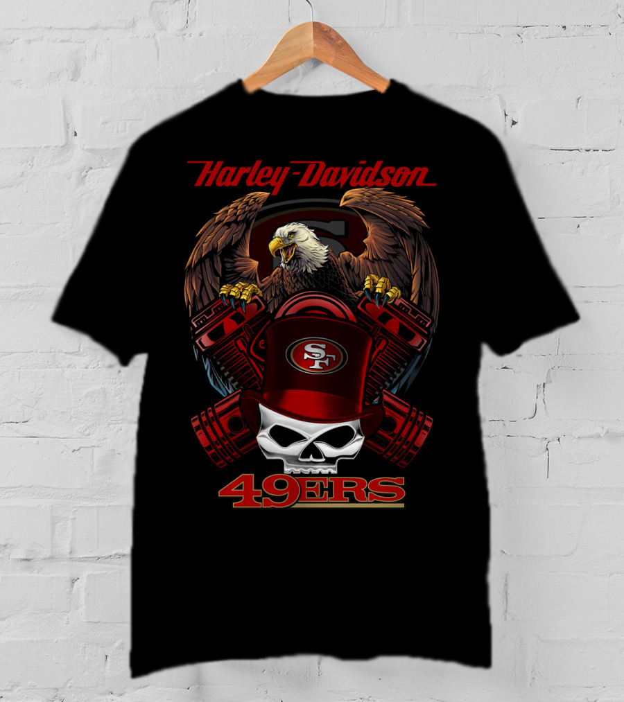 Harley Davidson Sf 49ers Eagle Skull Nfl 49ers T-Shirt