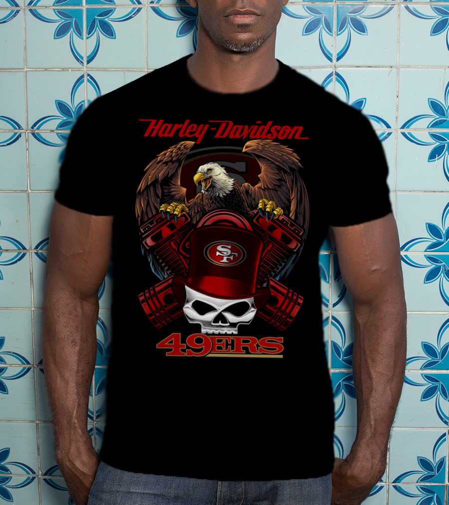 Harley Davidson Sf 49ers Eagle Skull Nfl 49ers T-Shirt