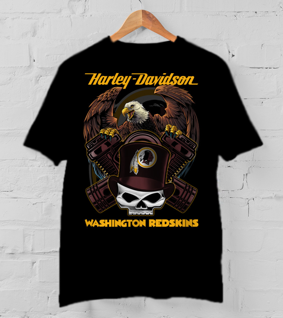 Harley Davidson Washington Redskins Eagle Skull T-Shirt