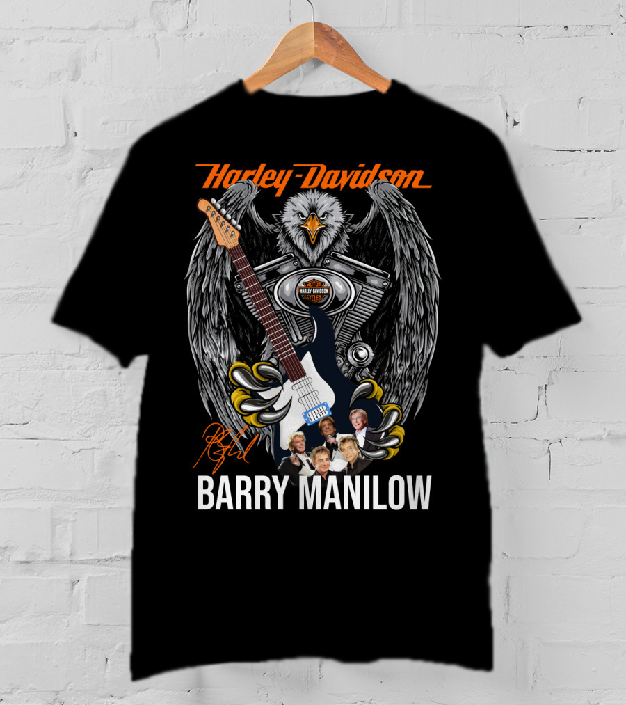 Barry Manilow Harley Davidson Eagle Guitar Artwork T-Shirt