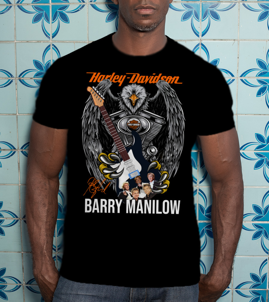 Barry Manilow Harley Davidson Eagle Guitar Artwork T-Shirt