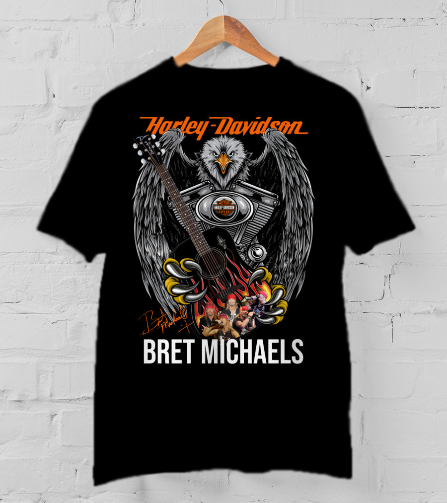 Harley Davidson Bret Michaels Eagle Guitar T-Shirt