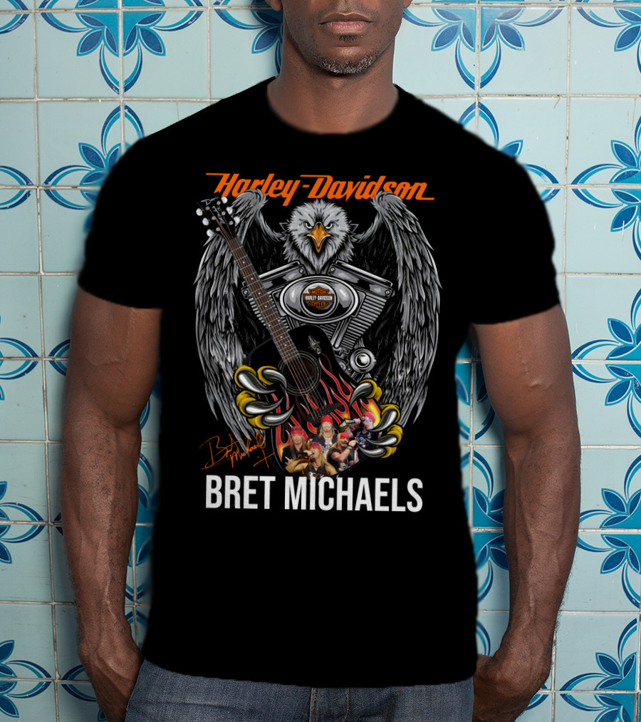 Harley Davidson Bret Michaels Eagle Guitar T-Shirt