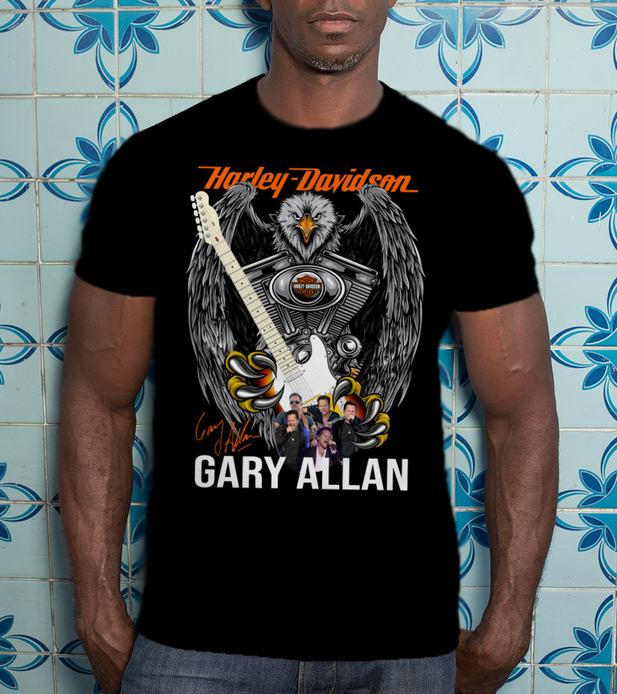 Harley Davidson 1903 Eagle Engine Guitar Gary Allan T-Shirt