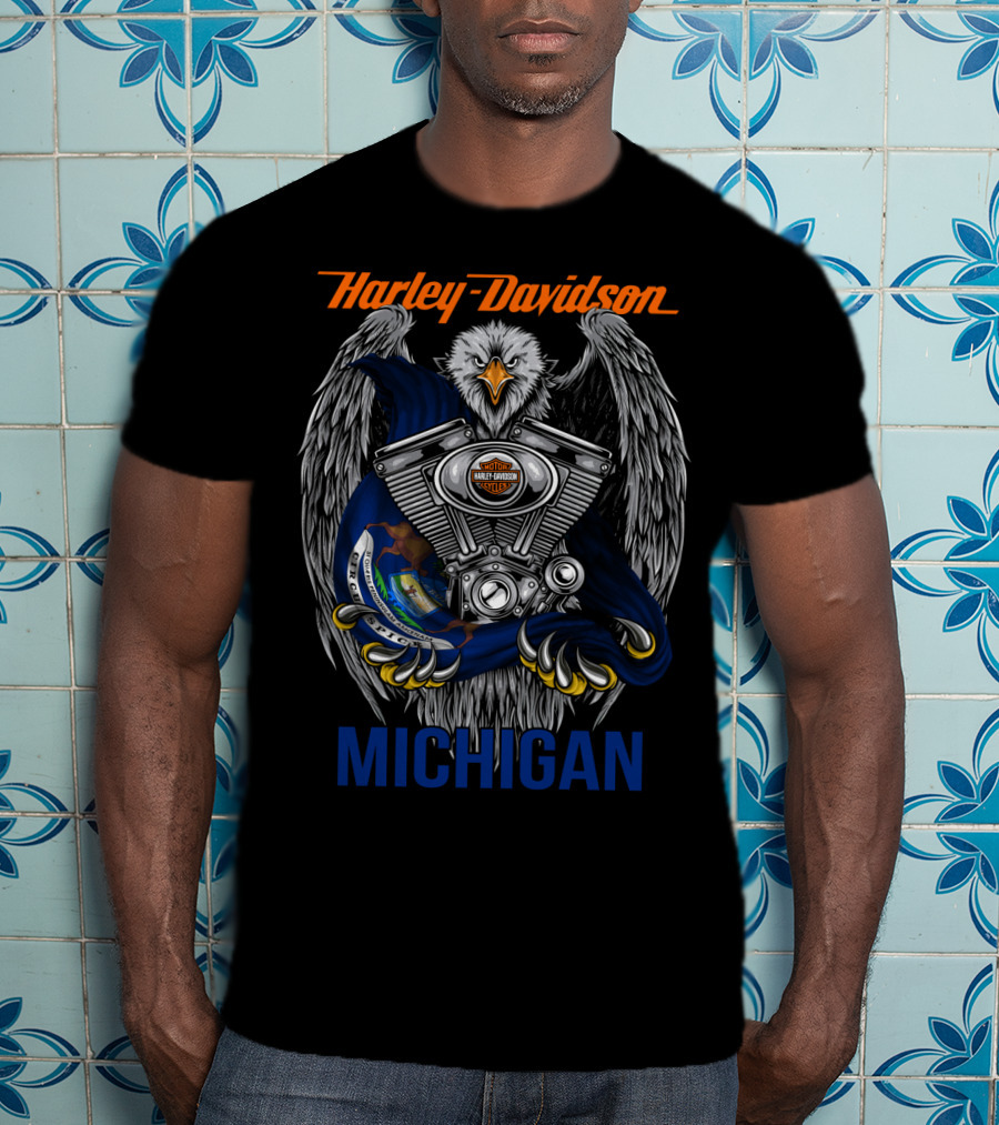 Harley Davidson Michigan Eagle Engine T-Shirt