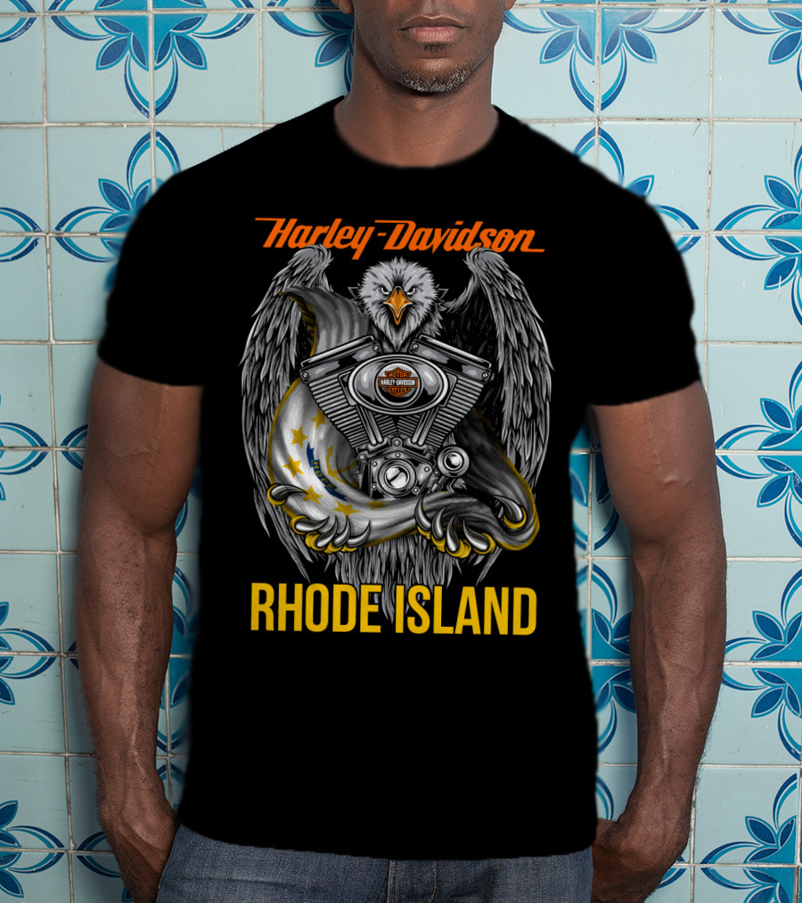 Harley Davidson Eagle Engine Rhode Island T-Shirt