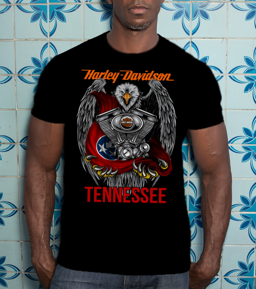 Harley Davidson Tennessee Eagle Engine Flag T-Shirt