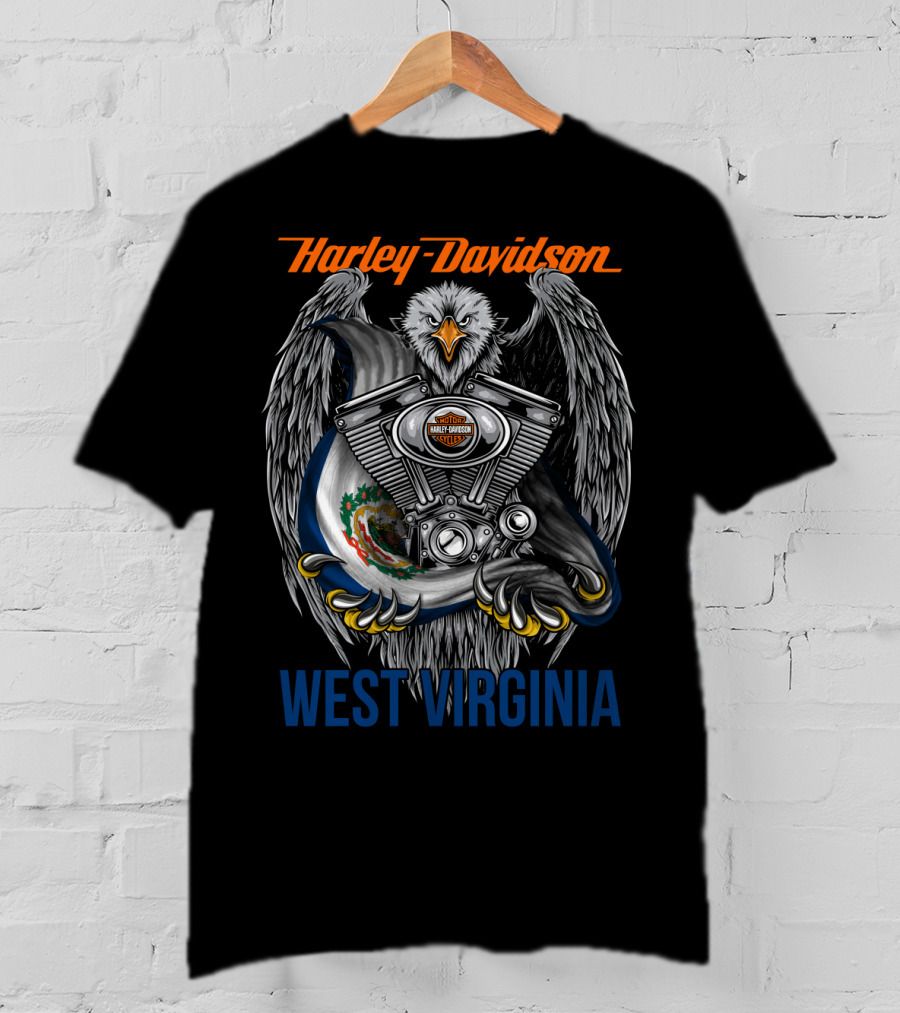 Harley Davidson West Virginia Eagle And Engine T-Shirt