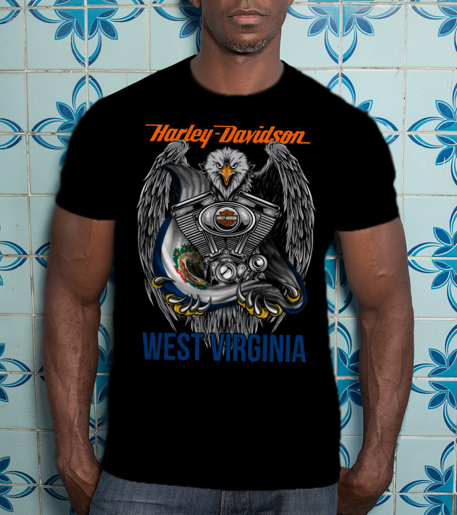 Harley Davidson West Virginia Eagle And Engine T-Shirt