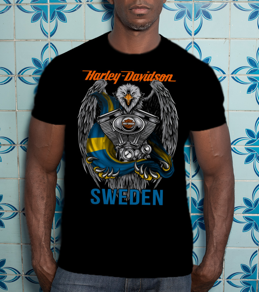Harley Davidson Sweden Eagle Engine T-Shirt