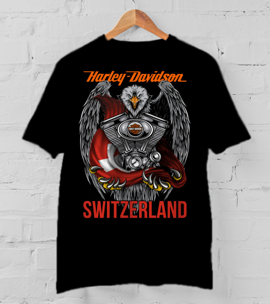 Harley Davidson Switzerland Eagle And Engine T-Shirt