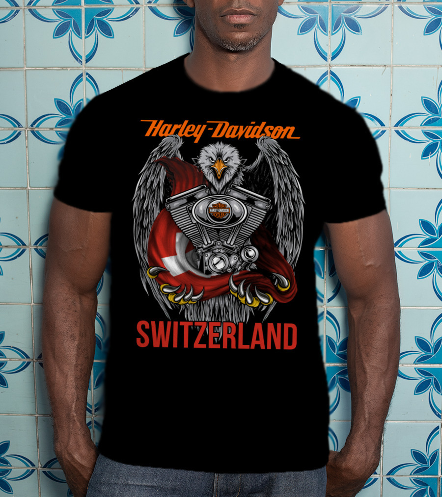 Harley Davidson Switzerland Eagle And Engine T-Shirt