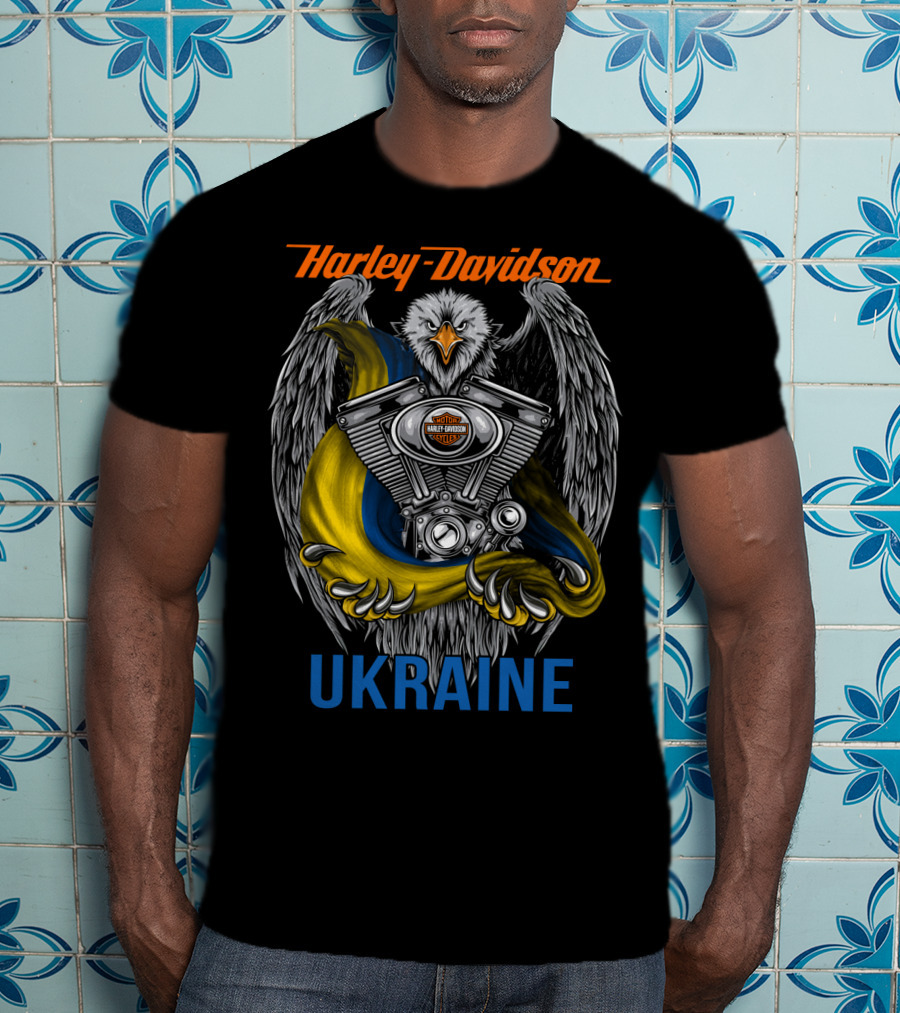 Harley Davidson Ukraine Eagle And Engine T-Shirt