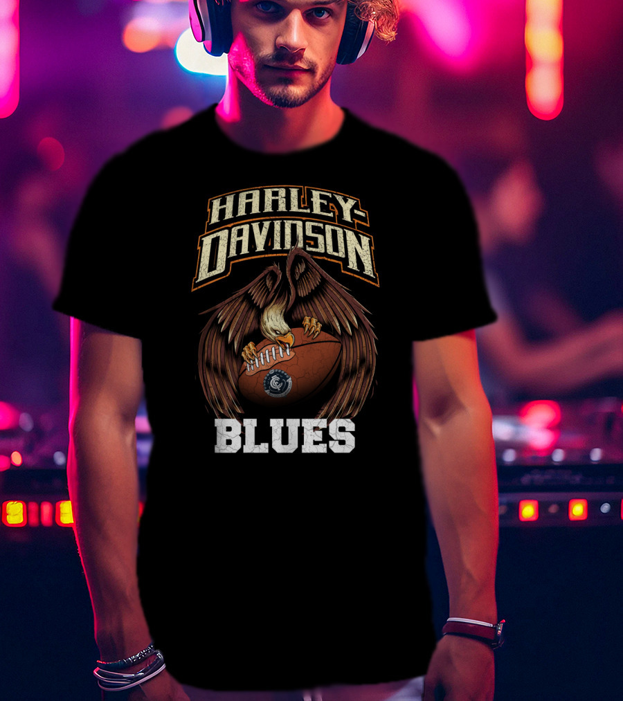 Harley Davidson Carlton Blues Eagle Football T-Shirt