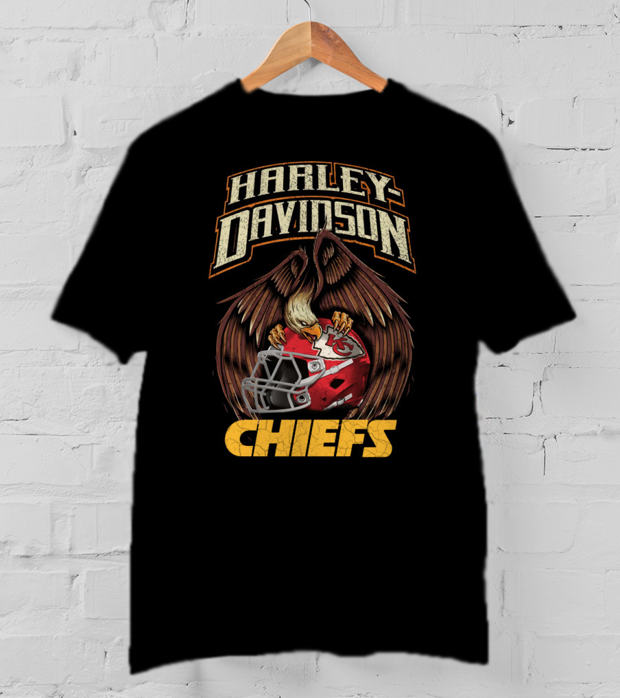 Harley Davidson Eagle Kansas City Chiefs Helmet Chiefs T-Shirt