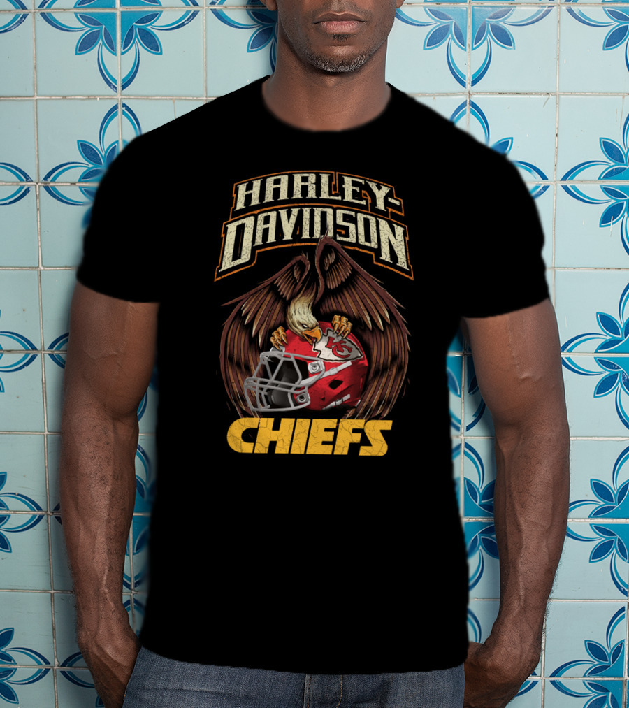 Harley Davidson Eagle Kansas City Chiefs Helmet Chiefs T-Shirt