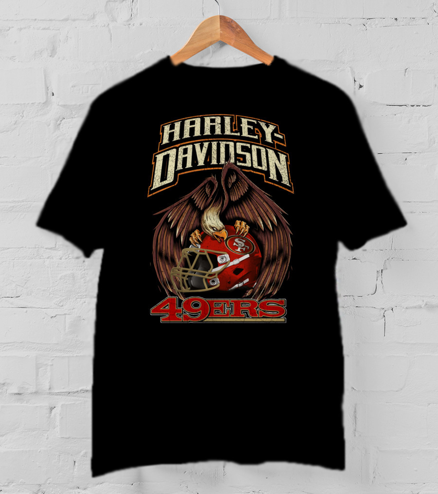 Harley Davidson San Francisco 49ers Hta 21 01 Eagle Helmet T-Shirt