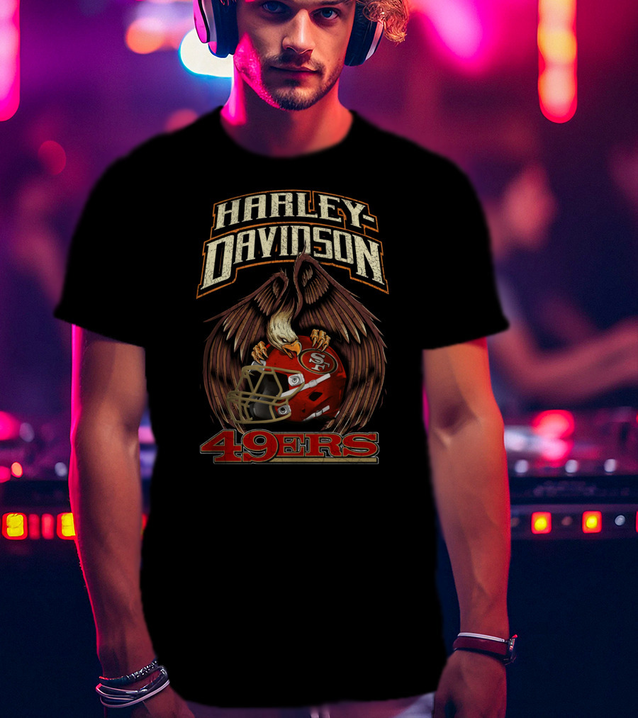 Harley Davidson San Francisco 49ers Hta 21 01 Eagle Helmet T-Shirt