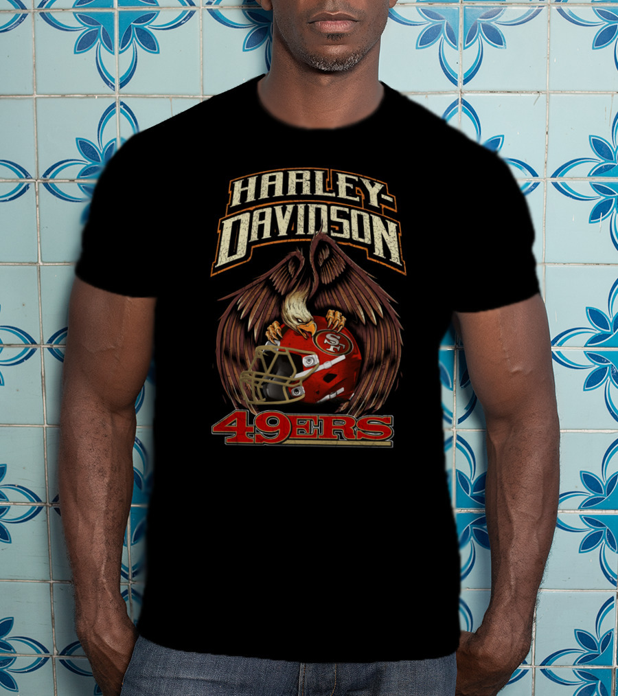 Harley Davidson San Francisco 49ers Hta 21 01 Eagle Helmet T-Shirt