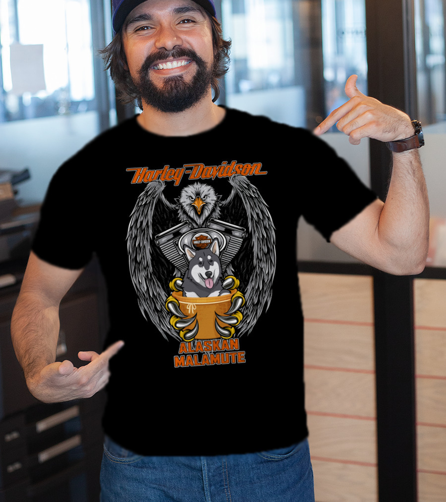 Harley Davidson Alaskan Malamute Eagle Engine T-Shirt