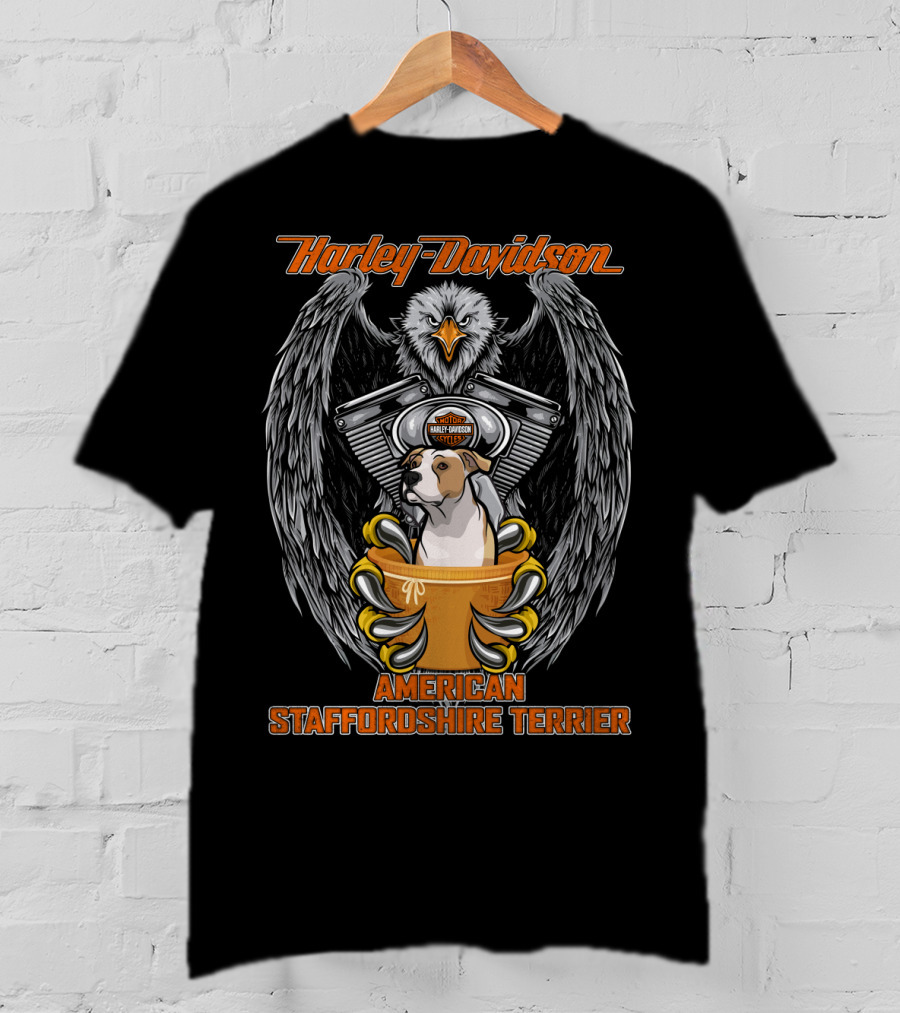 Harley Davidson American Staffordshire Terrier Eagle Engine T-Shirt