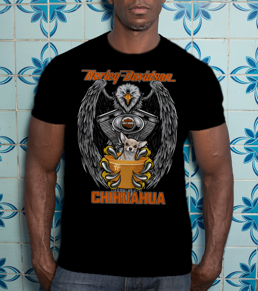 Harley Davidson Eagle Engine Chihuahua Bowl T-Shirt