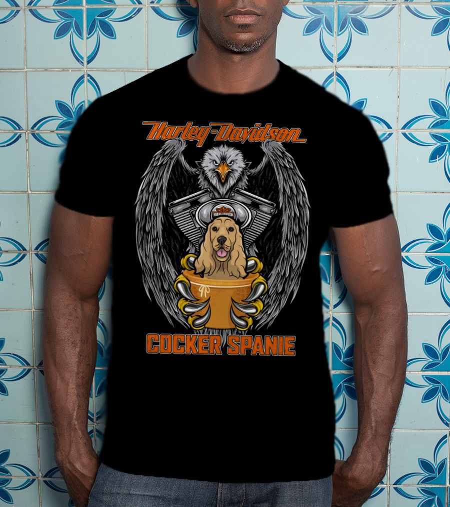 Harley Davidson Eagle Engine Cocker Spanie T-Shirt