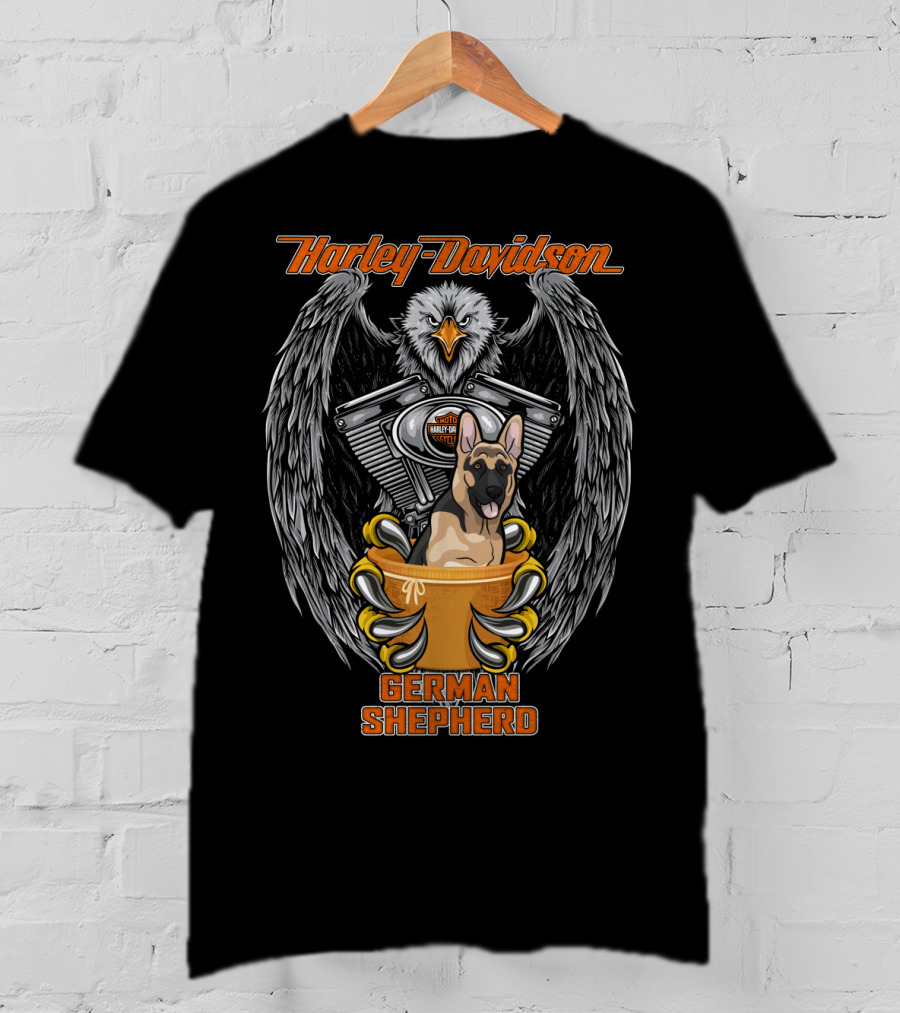 Harley Davidson German Shepherd Eagle Engine T-Shirt