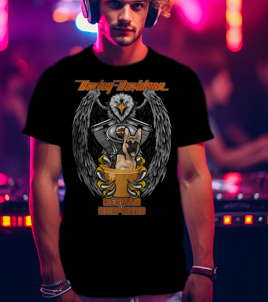 Harley Davidson German Shepherd Eagle Engine T-Shirt