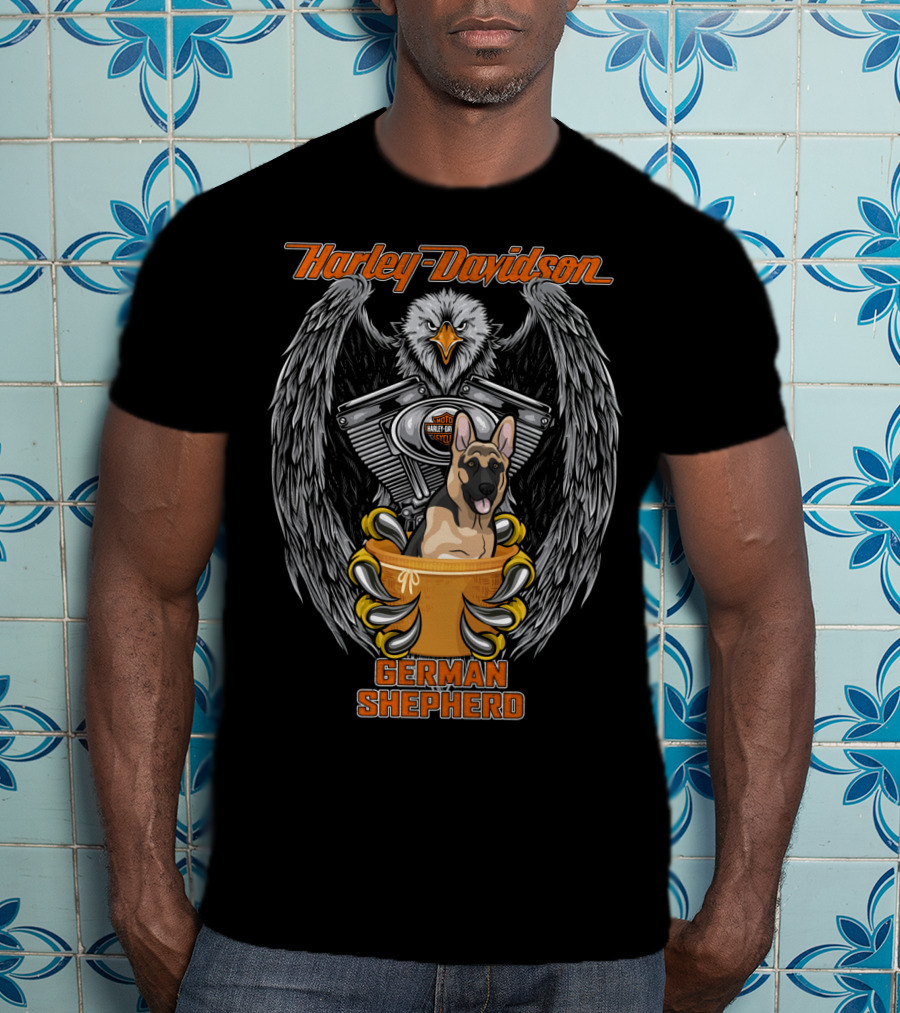 Harley Davidson German Shepherd Eagle Engine T-Shirt