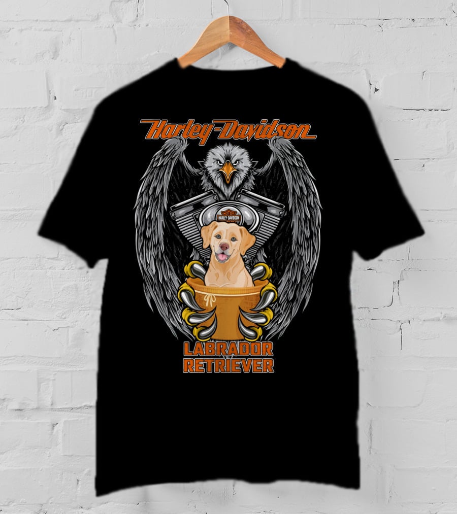 Harley Davidson Labrador Retriever Eagle Motif T-Shirt