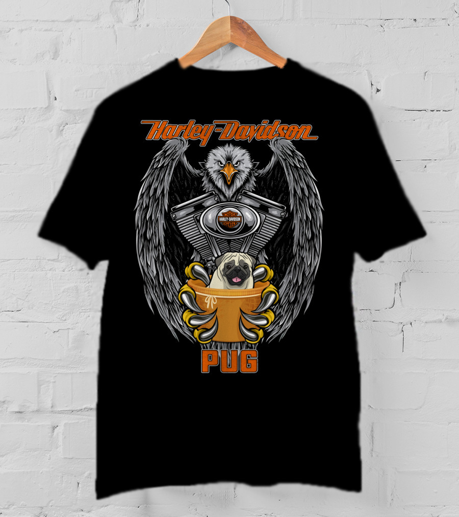 Harley Davidson Pug Eagle Engine T-Shirt