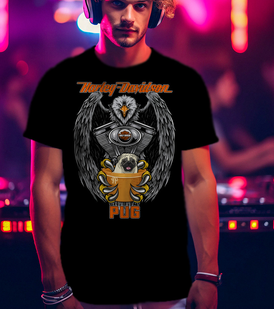 Harley Davidson Pug Eagle Engine T-Shirt