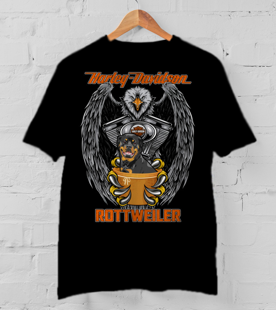 Harley Davidson Rottweiler Motor V-Twin Engine Eagle T-Shirt
