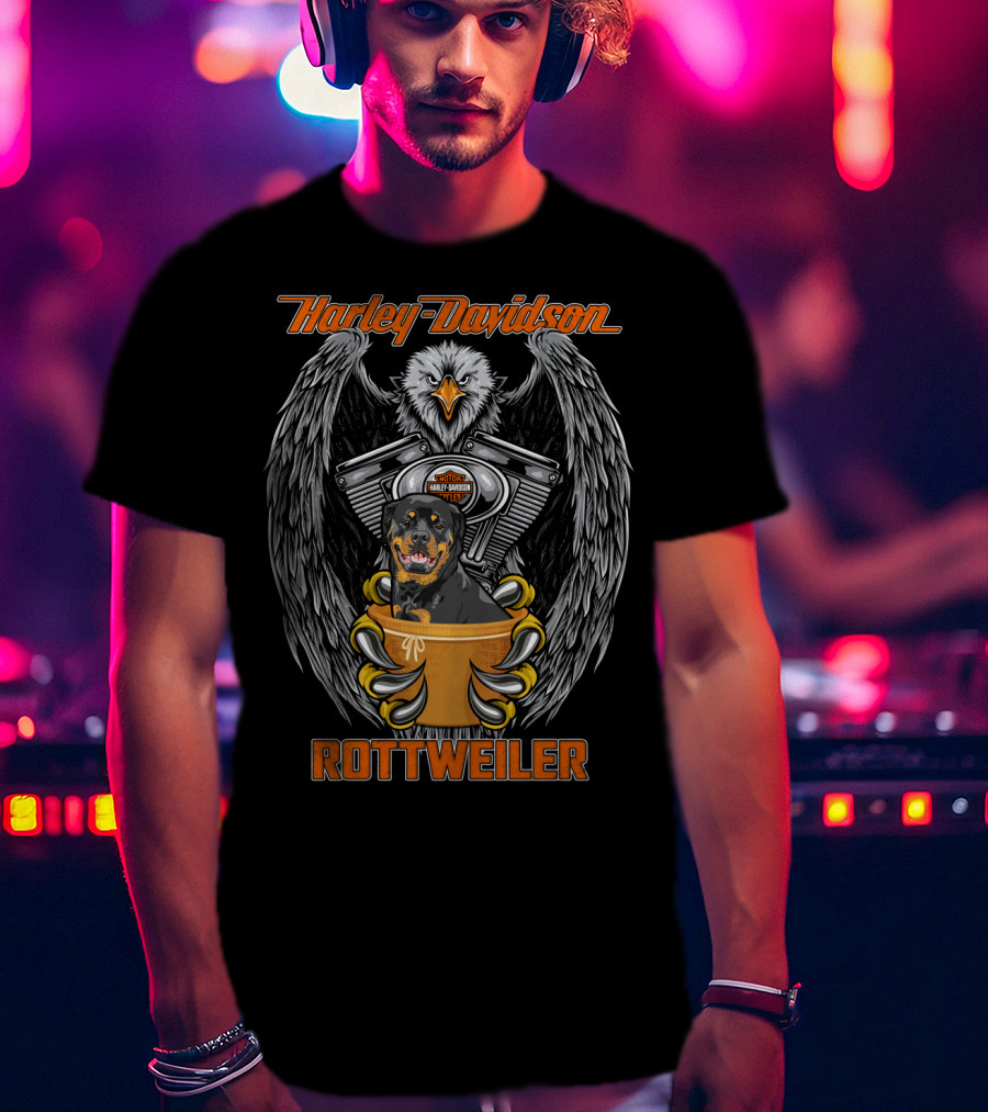 Harley Davidson Rottweiler Motor V-Twin Engine Eagle T-Shirt