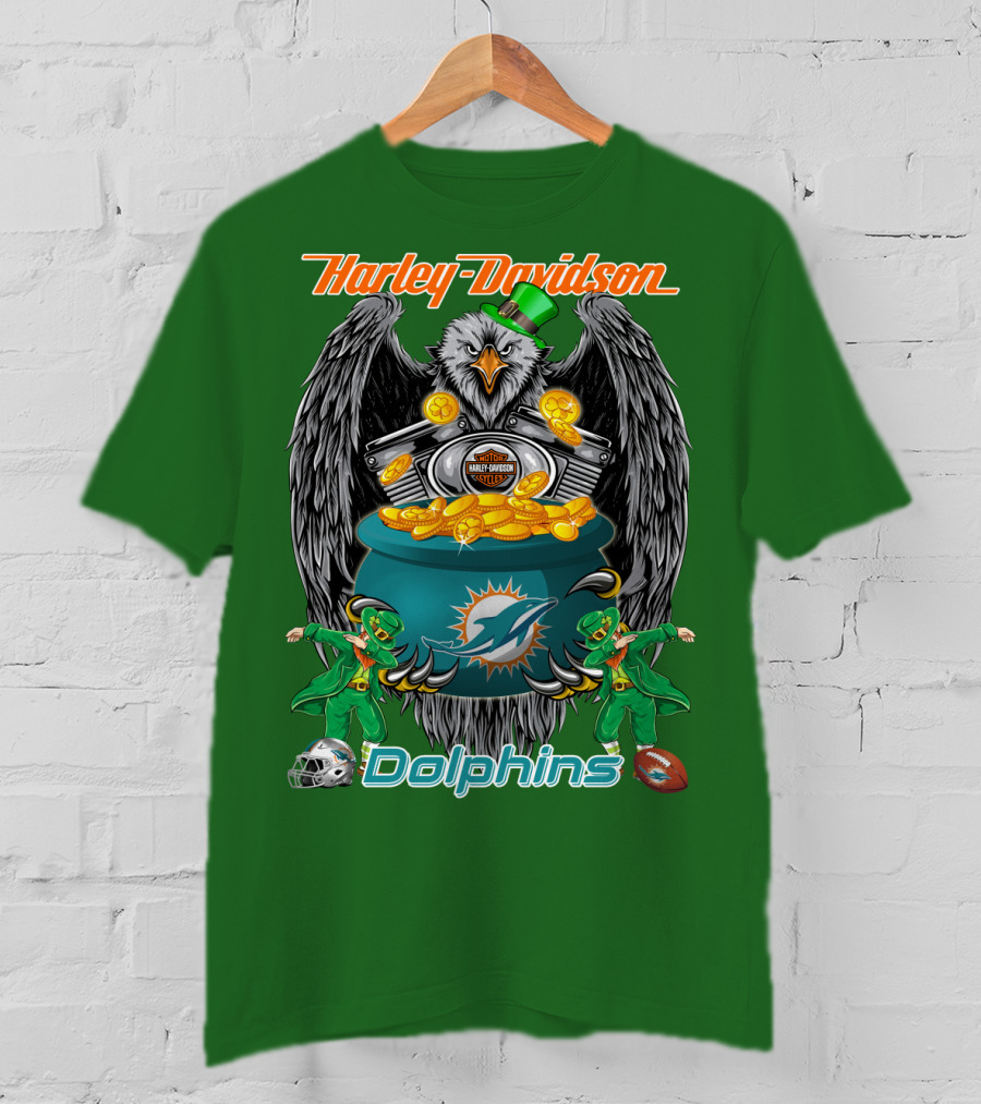 Harley Davidson Miami Dolphins Nfl Eagle Gold Coins T-Shirt